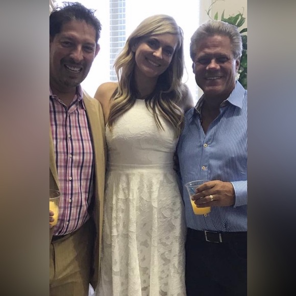 Vera Wang Ivory Lace Racerback Sleeveless Midi Cocktail Dress Women's Size 6 - Picture 5 of 5